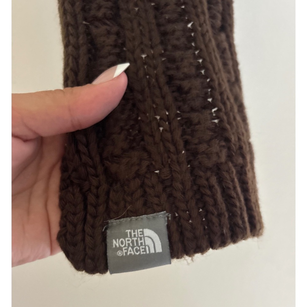The North Face Cable Knit Scarf Chocolate Brown Winter Chunky Ribbed Unisex Logo